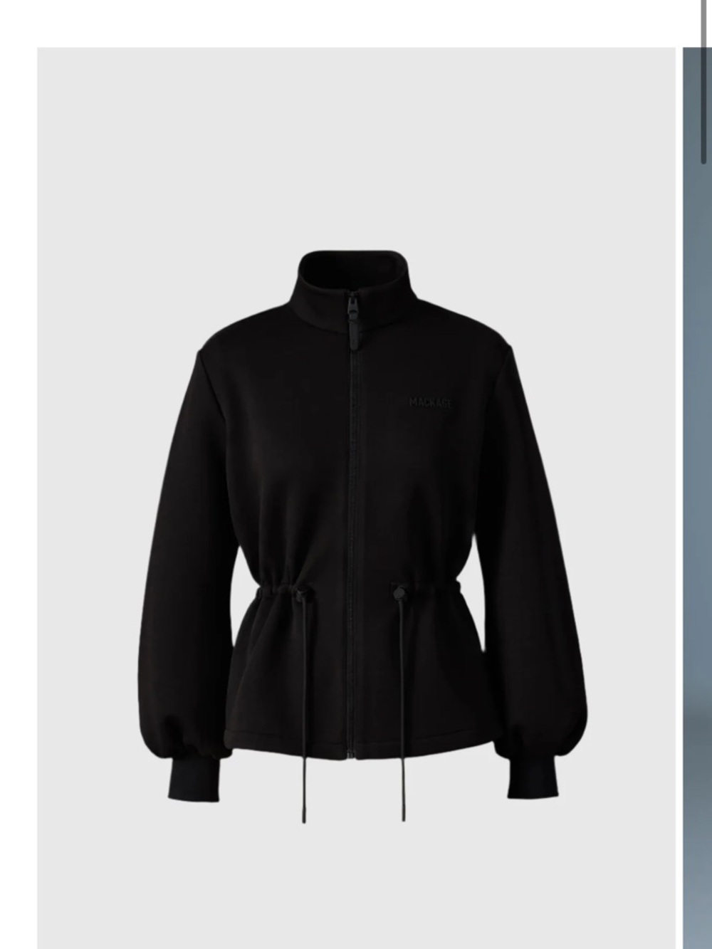 Mackage Black Women's Zip-Up  sweatshirt with Drawstring Waist